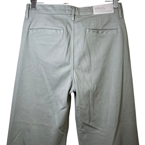 elims Malibu Wide-Leg Chino Trouser High Waist Sage Green Sz 28 Long (XL) NEW - Picture 8 of 13